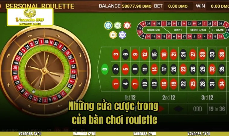 Những cửa cược trong của bàn chơi roulette
