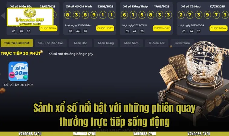 Sảnh xổ số nổi bật với những phiên quay thưởng trực tiếp sống động